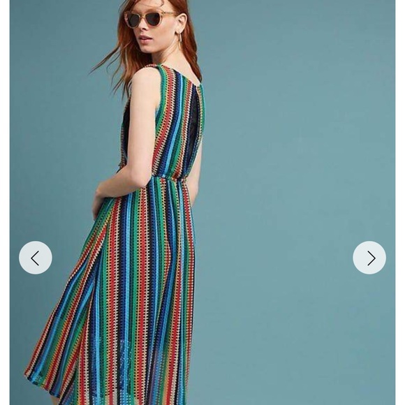 guc eva franco Multicolor Striped perforated Sleeveless Dress 6 - Picture 3 of 15